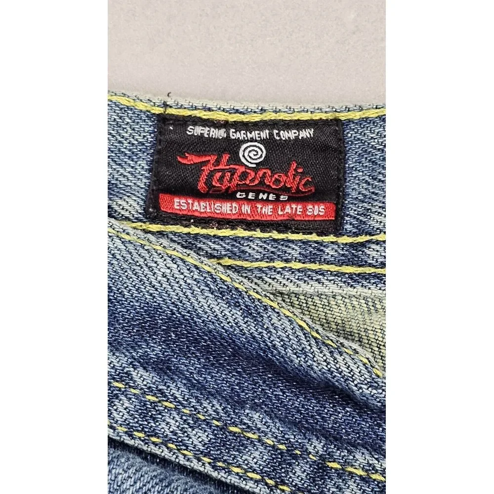 Hypnotic Genes Jeans Mens 40x30. Vintage Y2K Baggy Hip Hop‎ Blue Denim.